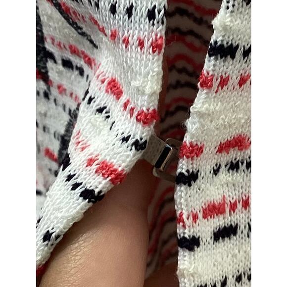 Ming Wang Women's Striped Floral Knit Cardigan Jacket Winter White Black Size 2X - Picture 4 of 11